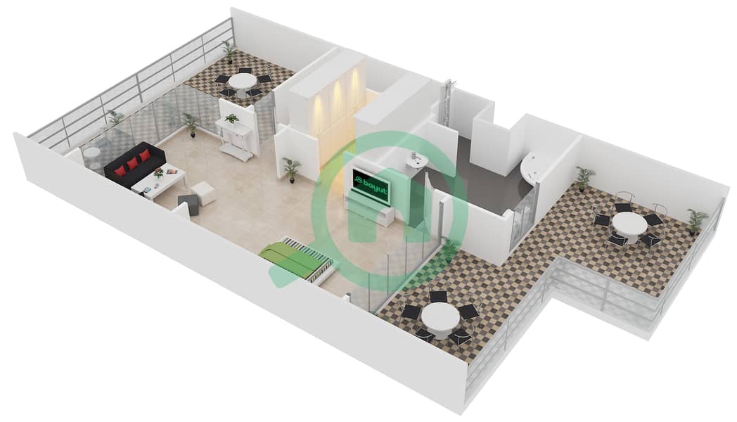 Shamal Terraces - 3 Bedroom Villa Type B Floor plan interactive3D