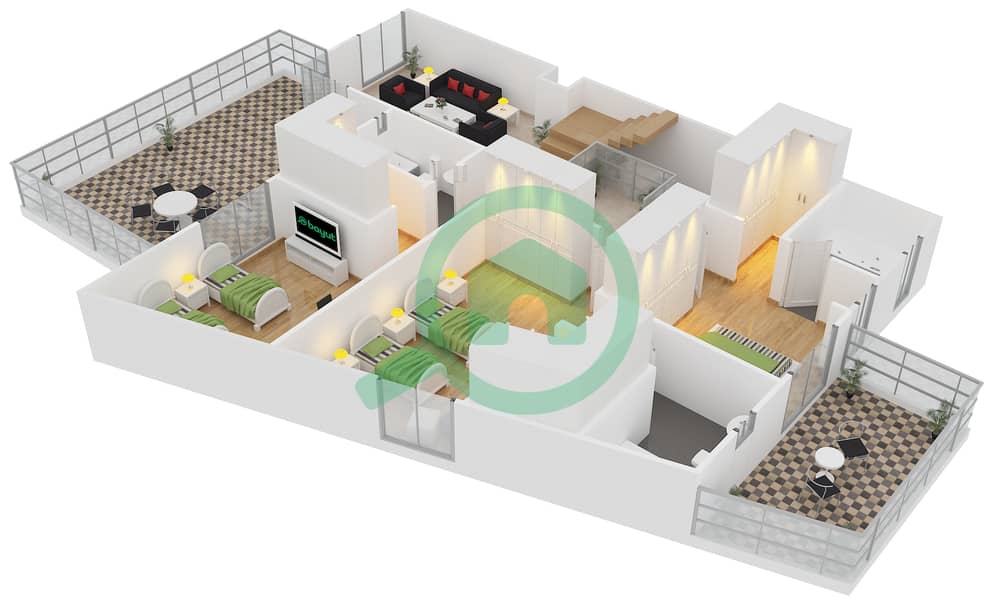 Shamal Terraces - 5 Bedroom Villa Type C Floor plan interactive3D