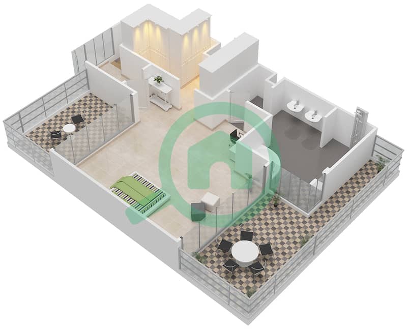 Shamal Terraces - 3 Bedroom Villa Type D Floor plan interactive3D