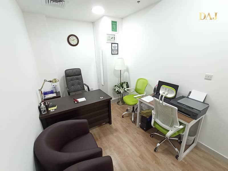2 Furnished Private Office Spaces including High-speed Internet and DEWA | 0% commission