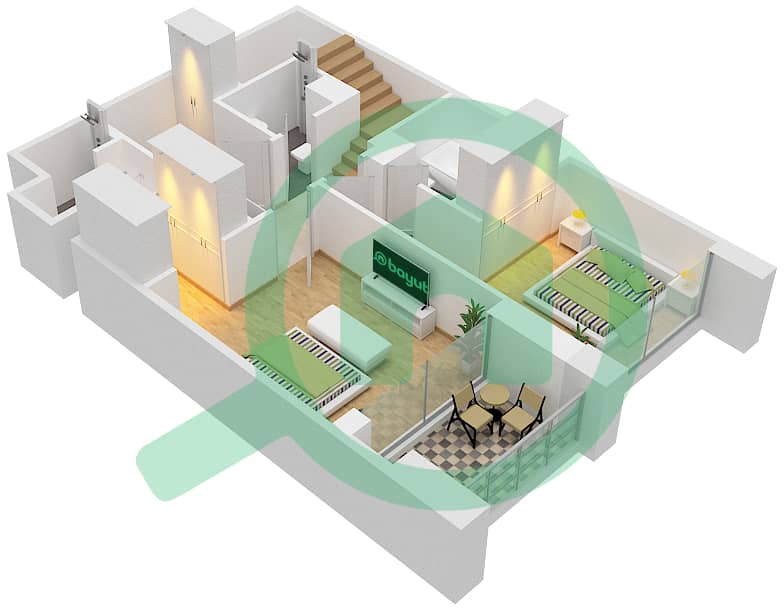 Крик Палас - Апартамент 3 Cпальни планировка Единица измерения G3,G5,G7 interactive3D