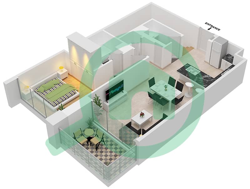 Creek Palace - 3 Bedroom Apartment Unit G8 Floor plan interactive3D