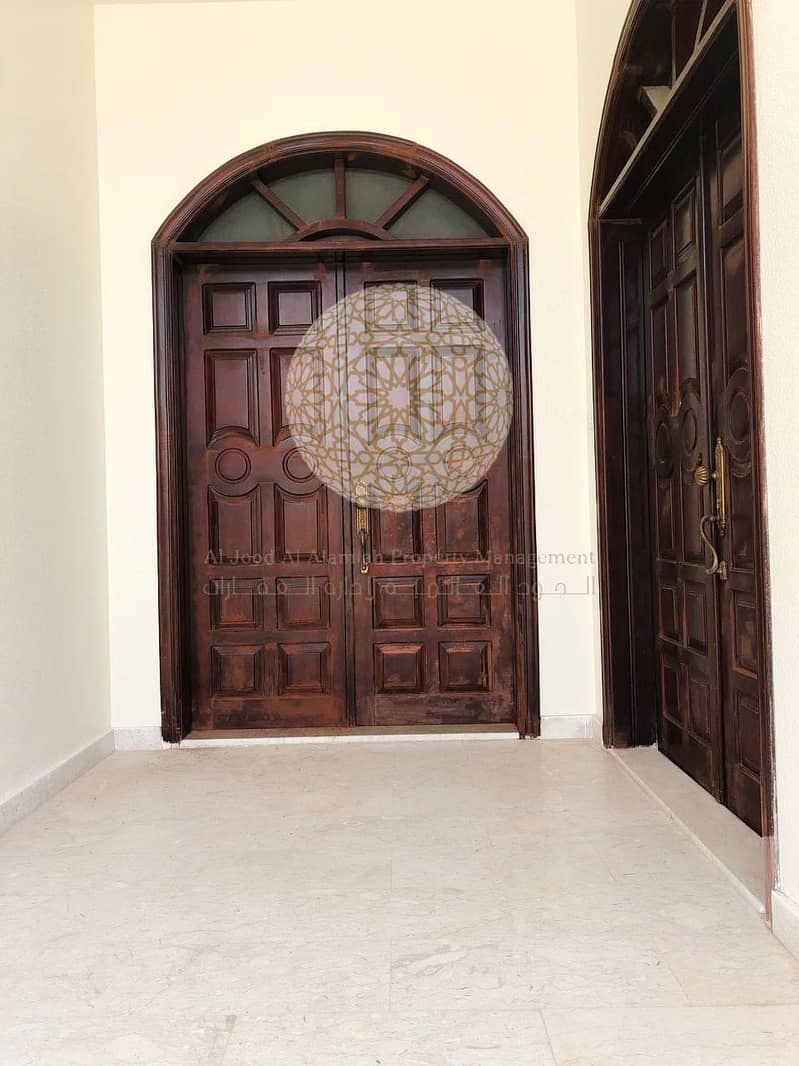 8 EXCLUSIVE PROPERTY!! 5 MASTER BEDROOM SEMI INDEPENDENT VILLA WITH DRIVER ROOM AND KITCHEN OUTSIDE FOR RENT IN KHALIFA A