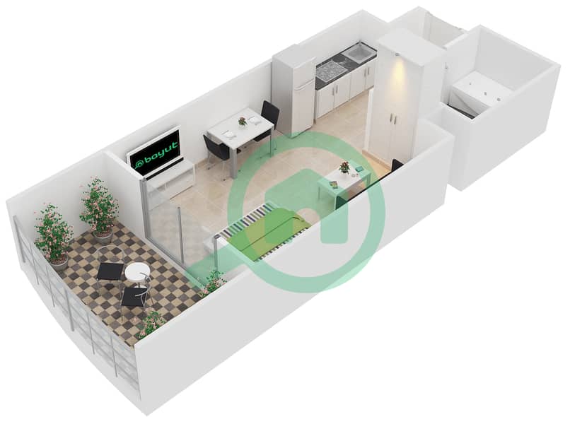 Hera Tower - Studio Apartment Type F-4,20 Floor plan interactive3D