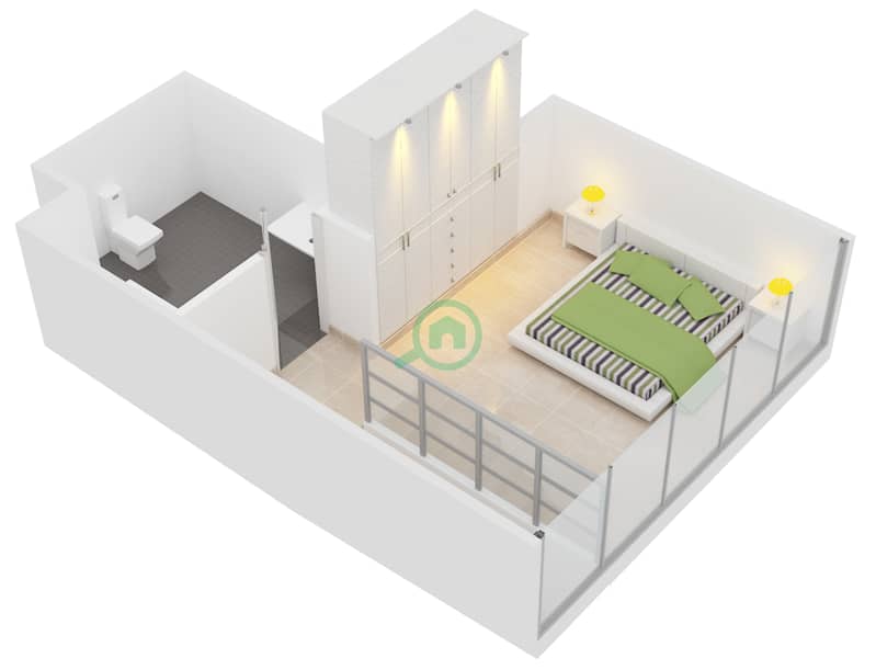 المخططات الطابقية لتصميم النموذج LOFT G شقة 1 غرفة نوم - شمال ريزيدينس Upper Floor interactive3D