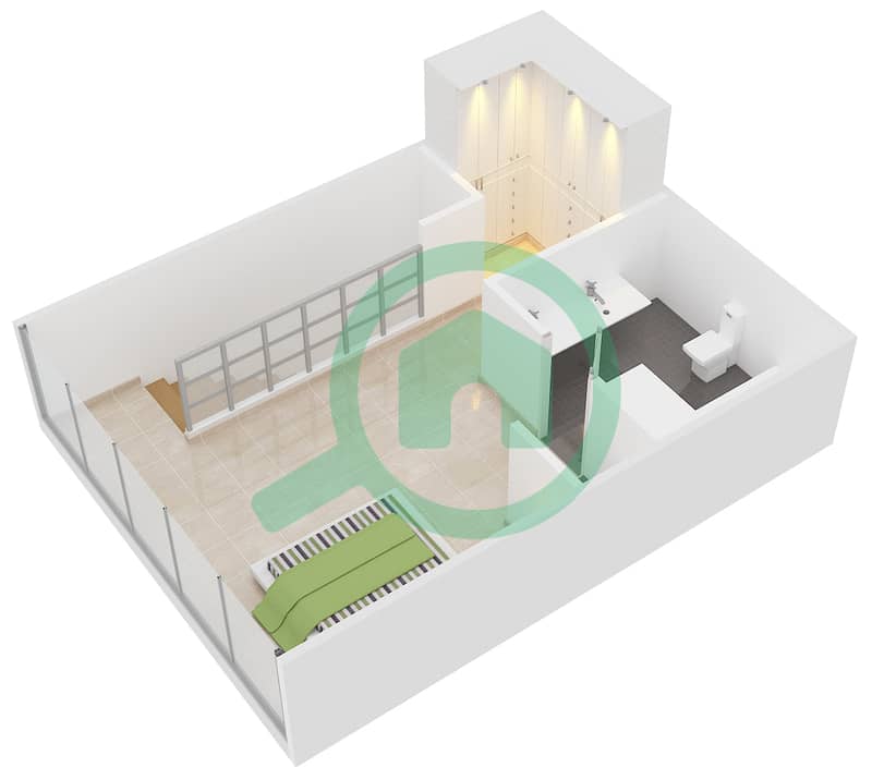 Shamal Residences - 1 Bedroom Apartment Type LOFT E Floor plan Upper Floor interactive3D