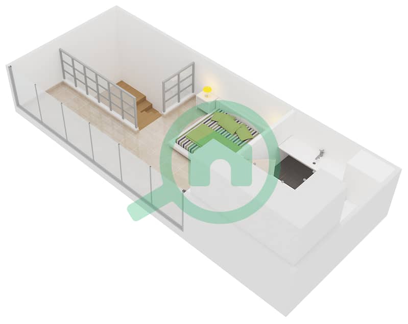 المخططات الطابقية لتصميم النموذج LOFT D شقة 2 غرفة نوم - شمال ريزيدينس Upper Floor interactive3D