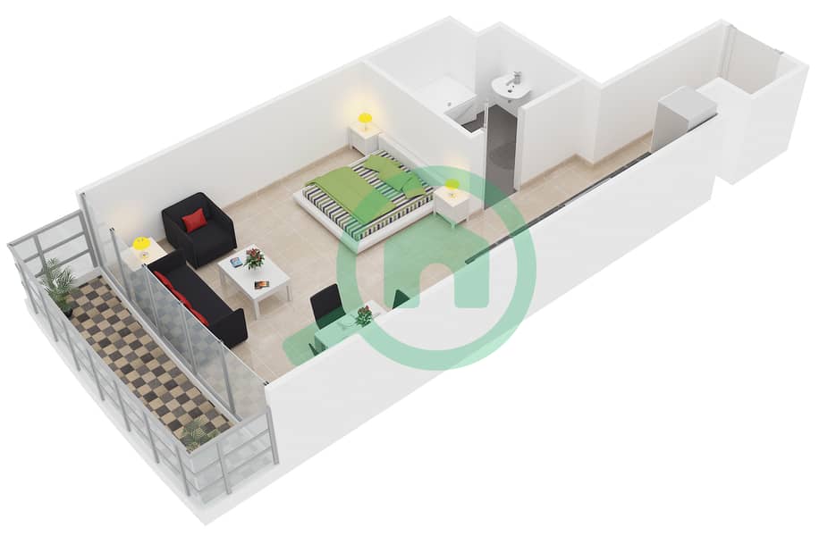 Shamal Residences - Studio Apartment Type C FLOOR 1-3 Floor plan Floor 1-3 interactive3D