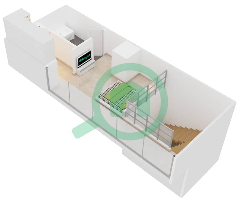 Shamal Residences - 2 Bedroom Apartment Type LOFT B Floor plan Upper Floor interactive3D