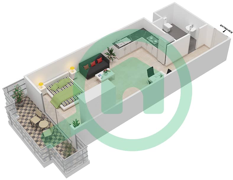 格拉兹公寓 - 单身公寓类型ST04戶型图 interactive3D
