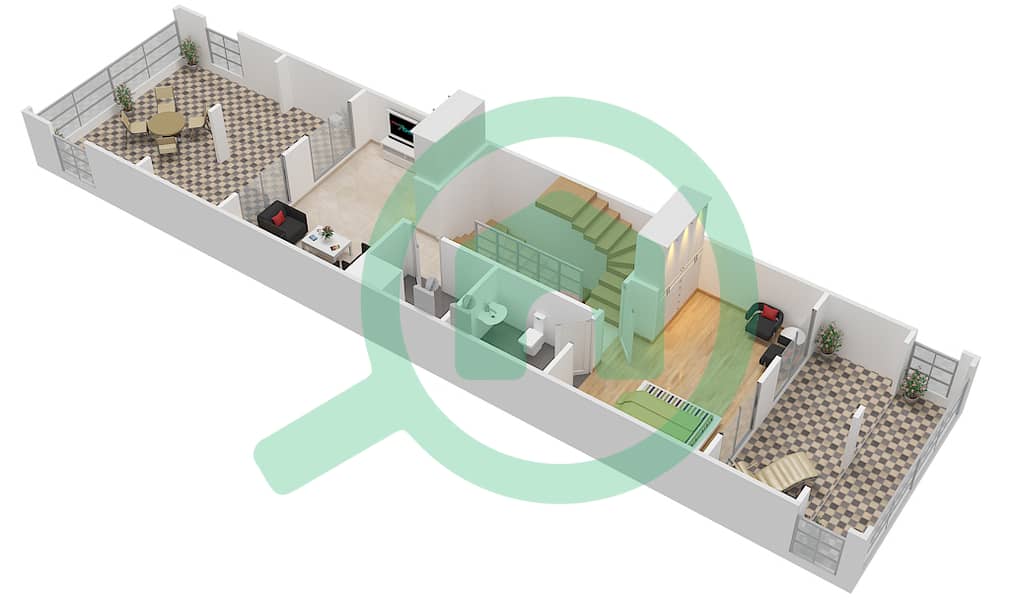 المخططات الطابقية لتصميم النموذج TYPICAL فیلا 3 غرف نوم - أيريس بارك interactive3D
