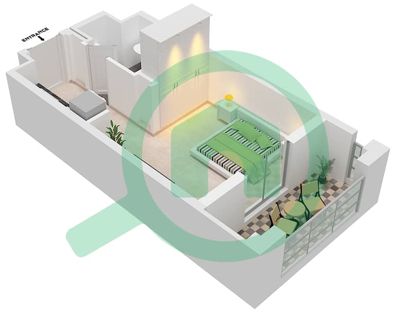 Cyan Beach Residence by Eagle Hills - Studio Apartment Type/unit ST-A4/21 Floor plan Floor 6 interactive3D