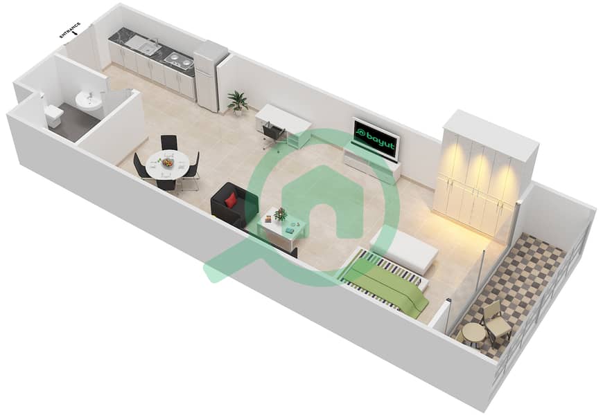 Сиена 1 - Апартамент Студия планировка Единица измерения 20 SIENA 1 Second Floor interactive3D