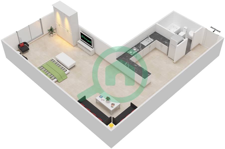 锡耶纳1号公寓 - 单身公寓单位16 SIENA 1戶型图 Second Floor interactive3D