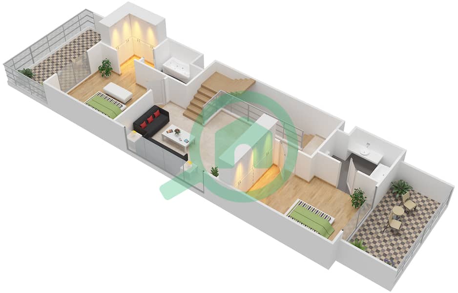 Tulip Park - 3 Bedroom Villa Type RIGHT Floor plan interactive3D