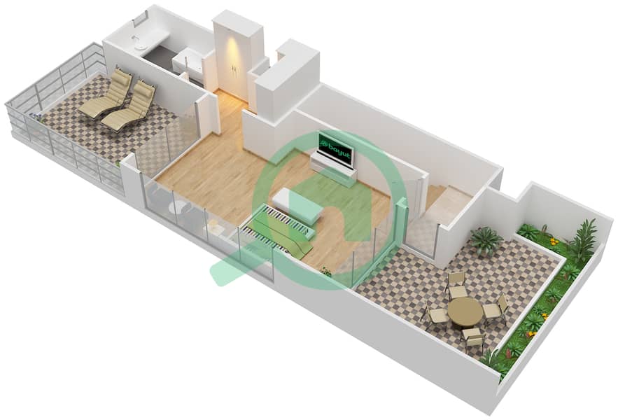 郁金香园 - 3 卧室别墅类型RIGHT戶型图 interactive3D