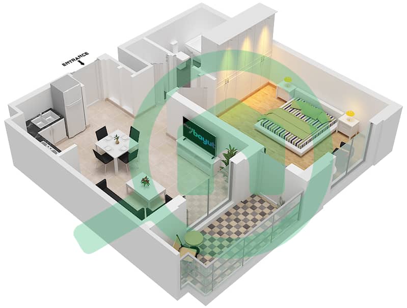 雄鹰山庄赛恩海滩公寓 - 公寓类型／单位1B-5/19戶型图 Floor 6 interactive3D