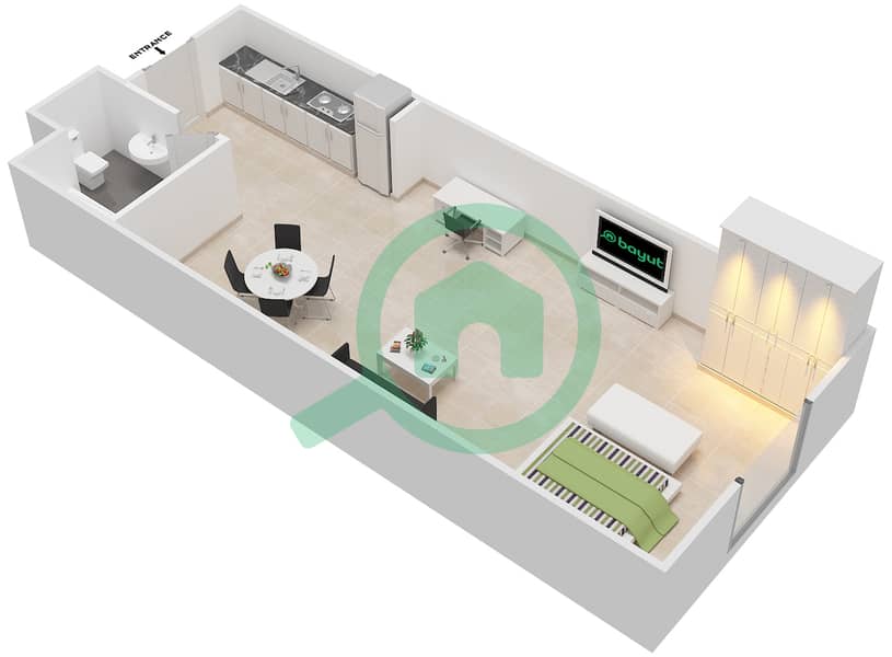 Сиена 1 - Апартамент Студия планировка Единица измерения 14 SIENA 1 Second Floor interactive3D