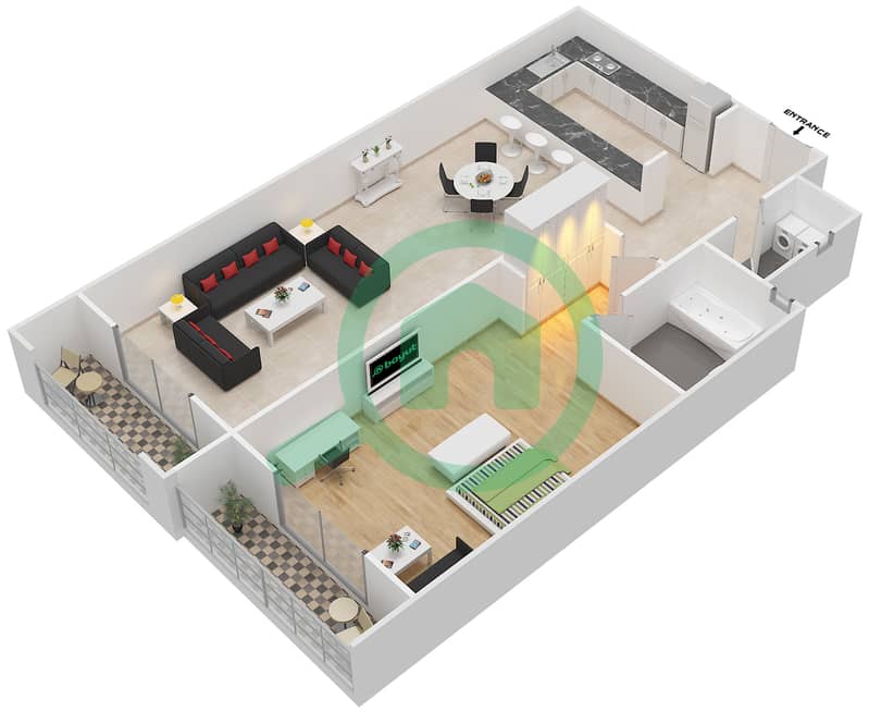 Siena 1 - 1 Bedroom Apartment Unit 11 SIENA 1 Floor plan Second Floor interactive3D