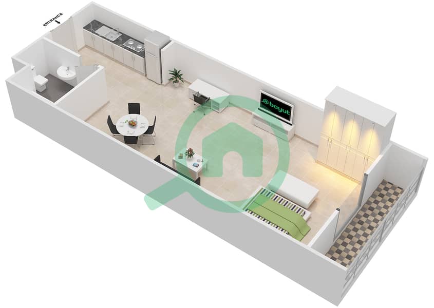 المخططات الطابقية لتصميم الوحدة 5 SIENA 1 شقة استوديو - سيينا 1 Second Floor interactive3D