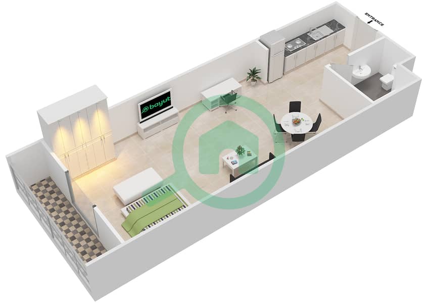 Arezzo - Studio Apartment Unit 6A AREZZO 1 Floor plan Second Floor interactive3D