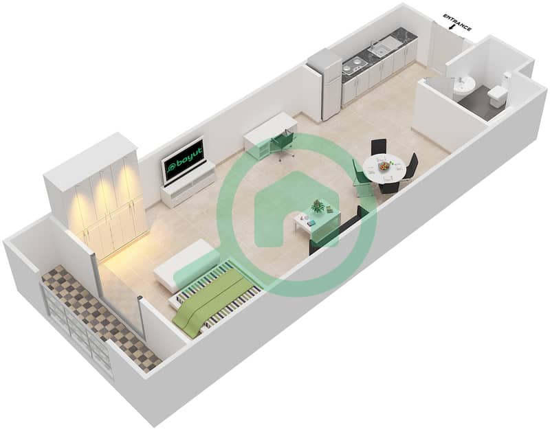 Сиена 1 - Апартамент Студия планировка Единица измерения 4 SIENA 1 Second Floor interactive3D