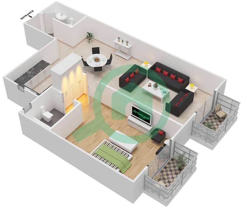 锡耶纳1号公寓 - 1 卧室公寓单位21SIENA 1戶型图 Second Floor interactive3D