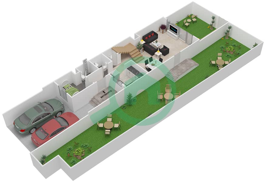 Tulip Park - 3 Bedroom Villa Type LEFT Floor plan interactive3D