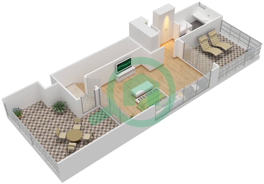 郁金香园 - 3 卧室别墅类型LEFT戶型图 interactive3D