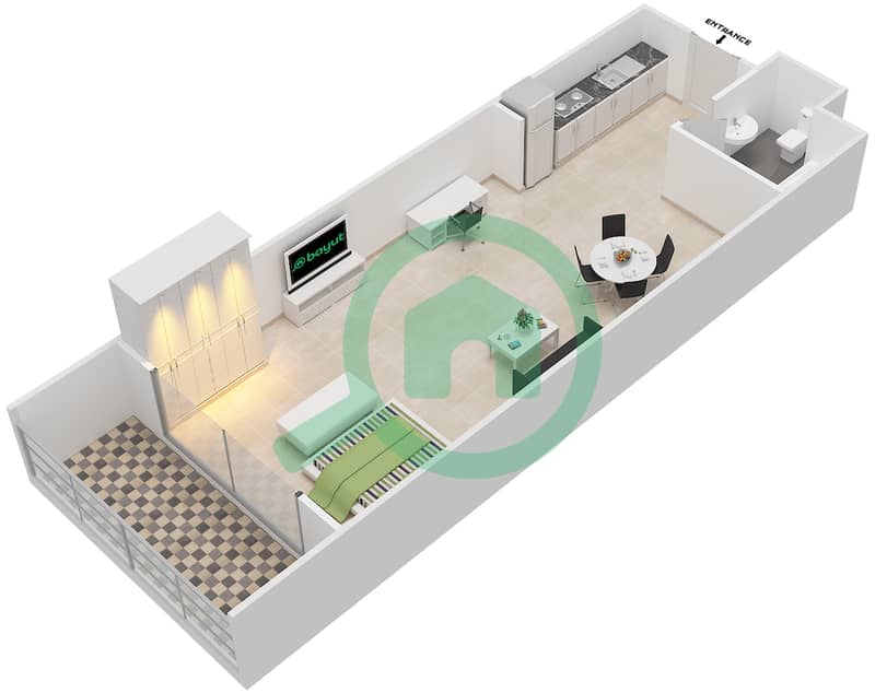 المخططات الطابقية لتصميم الوحدة 19 SIENA 1 شقة استوديو - سيينا 1 Second Floor interactive3D