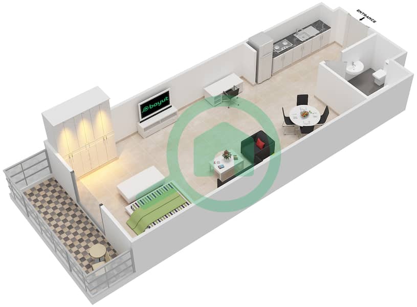 Florence 1 - Studio Apartment Unit 16 FLORENCE 1 Floor plan Floor 1 interactive3D