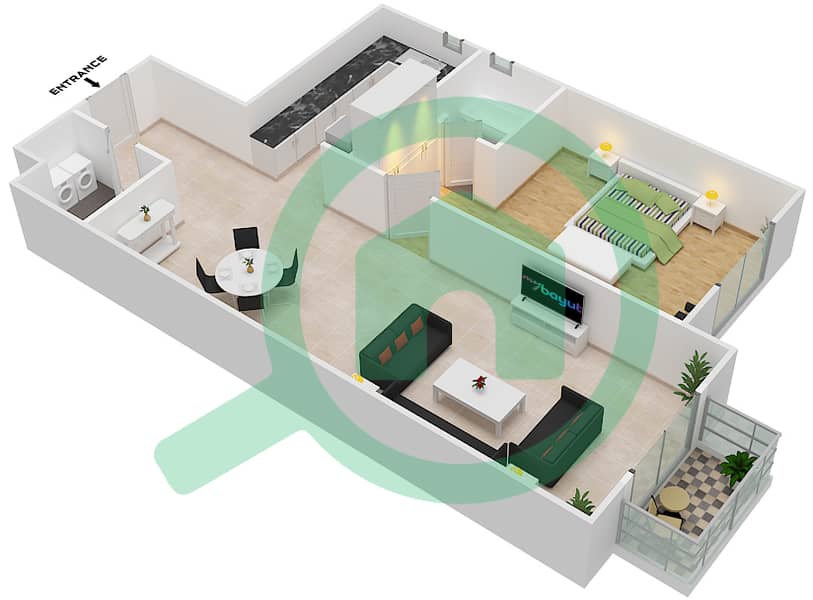 锡耶纳1号公寓 - 1 卧室公寓单位22 SIENA 1戶型图 Second Floor interactive3D