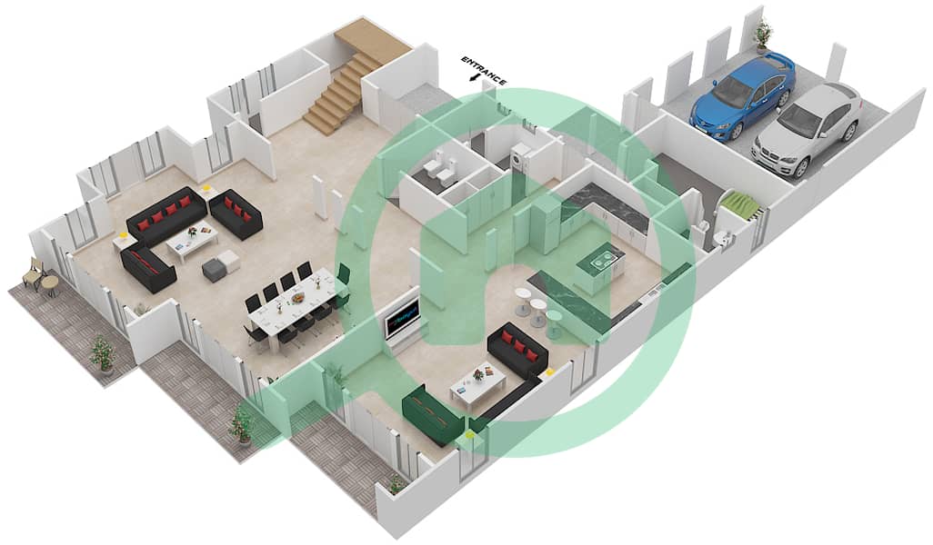JVC District 12 - 4 Bedroom Villa Type D Floor plan interactive3D
