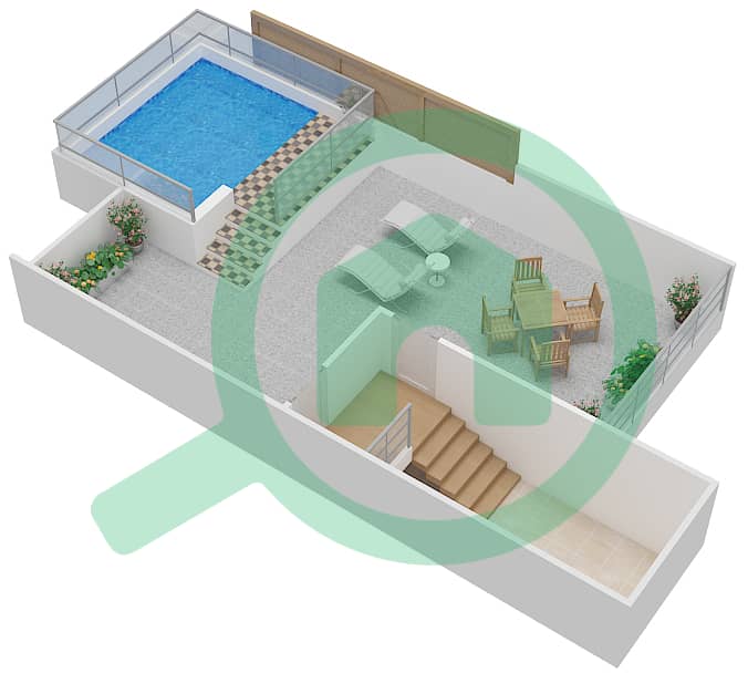 المخططات الطابقية لتصميم النموذج A فیلا 4 غرف نوم - بيوت مروة 2 Roof interactive3D