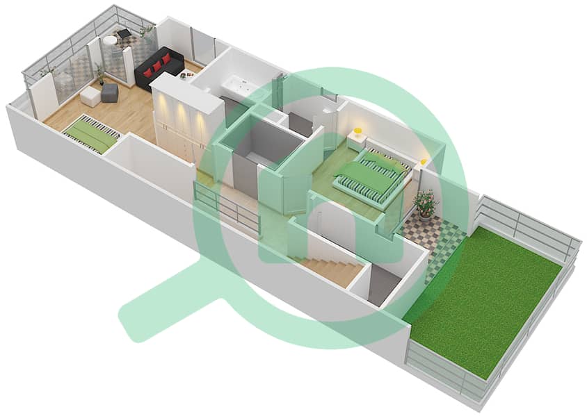 Marwa Homes 2 - 4 Bedroom Villa Type A Floor plan First Floor interactive3D