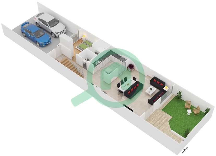 维斯塔城堡联排别墅区 - 4 卧室联排别墅类型A戶型图 interactive3D