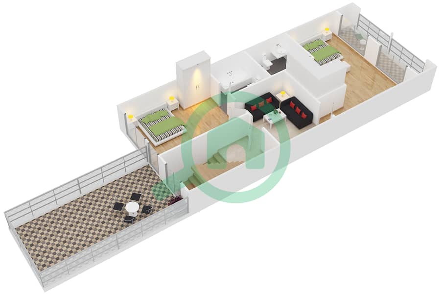 المخططات الطابقية لتصميم النموذج A تاون هاوس 4 غرف نوم - ويستار لي كاتيليتس interactive3D