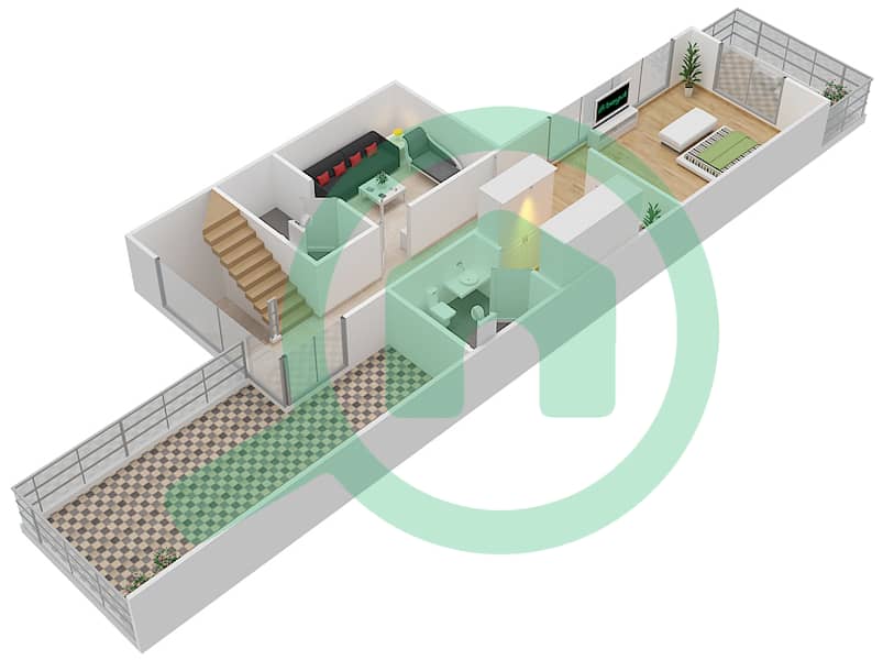 المخططات الطابقية لتصميم النموذج / الوحدة A تاون هاوس 3 غرف نوم - ويستار ريفليكشينس interactive3D