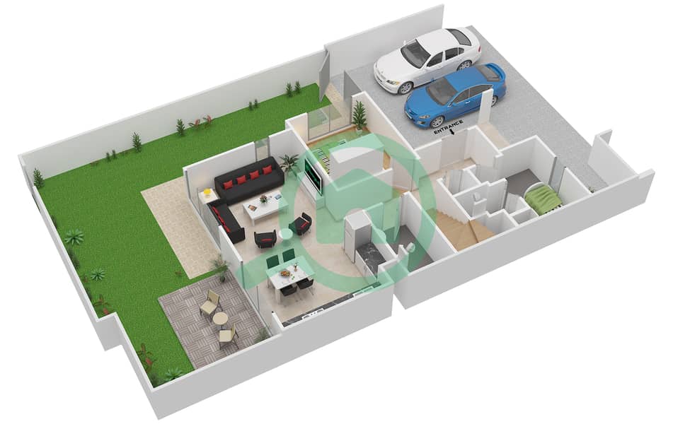 太阳小区 - 4 卧室联排别墅类型1 END戶型图 interactive3D