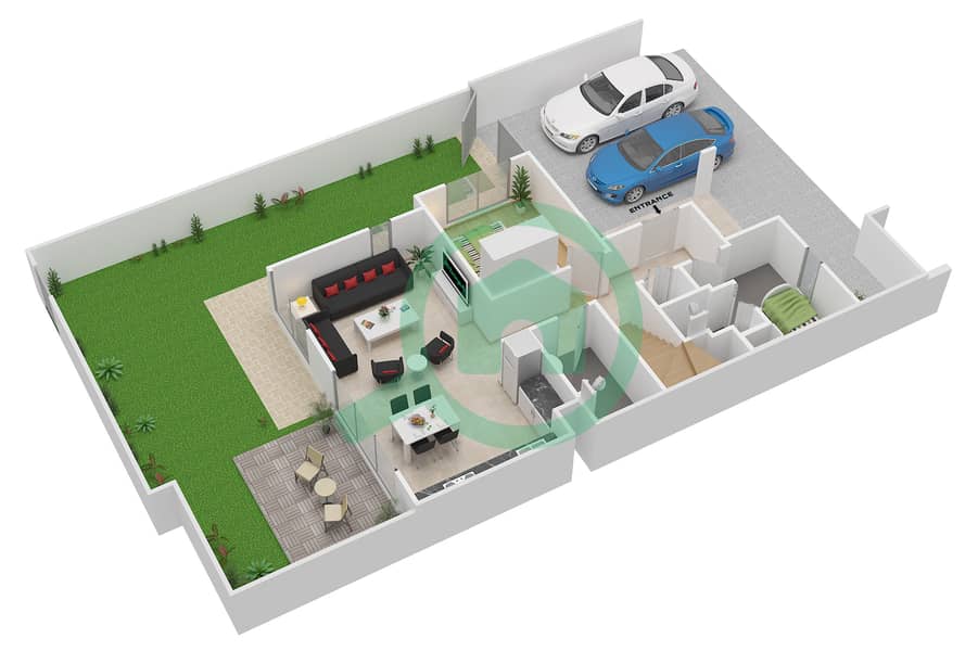 المخططات الطابقية لتصميم النموذج 2 END تاون هاوس 4 غرف نوم - شمس interactive3D