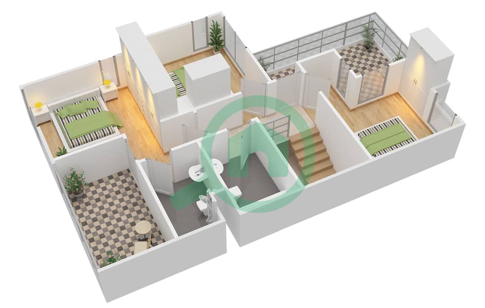 Sun - 4 Bedroom Townhouse Type 2 END Floor plan interactive3D