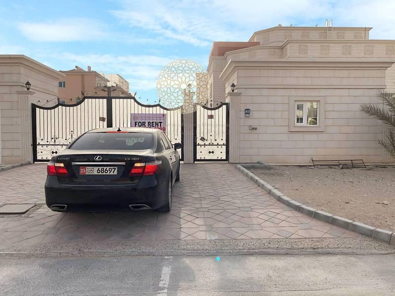 STONE FINISHING STAND ALONE 7 MASTER BEDROOM VILLA WITH DRIVER ROOM AND KITCHEN OUTSIDE FOR RENT IN AL BAHIYA