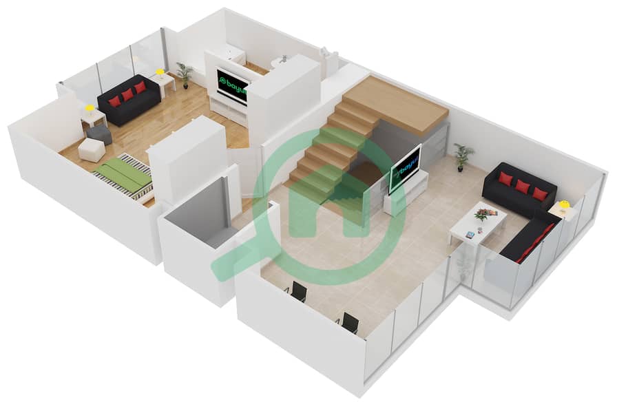 海亚提公寓 - 4 卧室联排别墅类型C戶型图 First Floor interactive3D