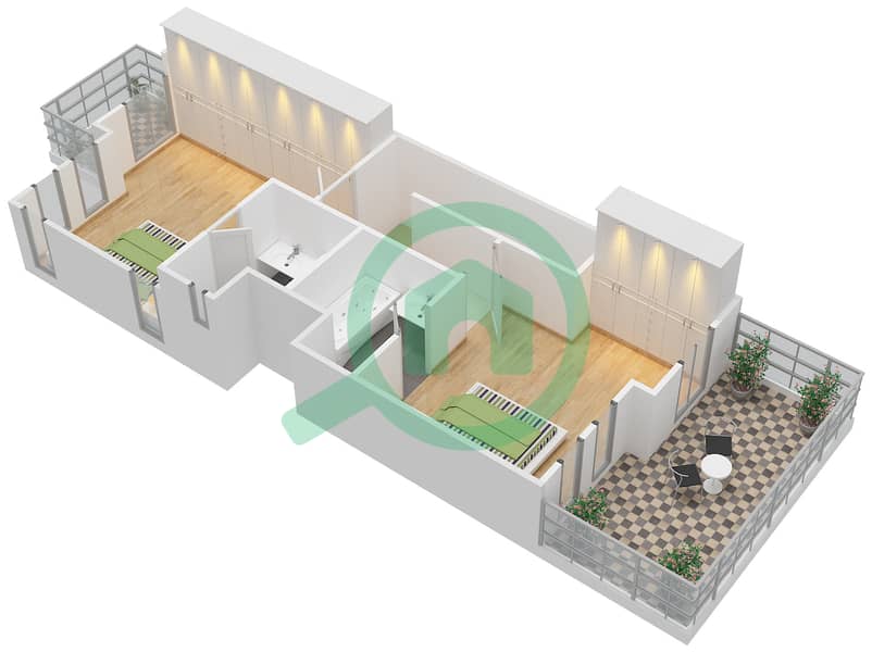 米拉贝拉联排别墅2区 - 3 卧室别墅类型4戶型图 Second Floor interactive3D
