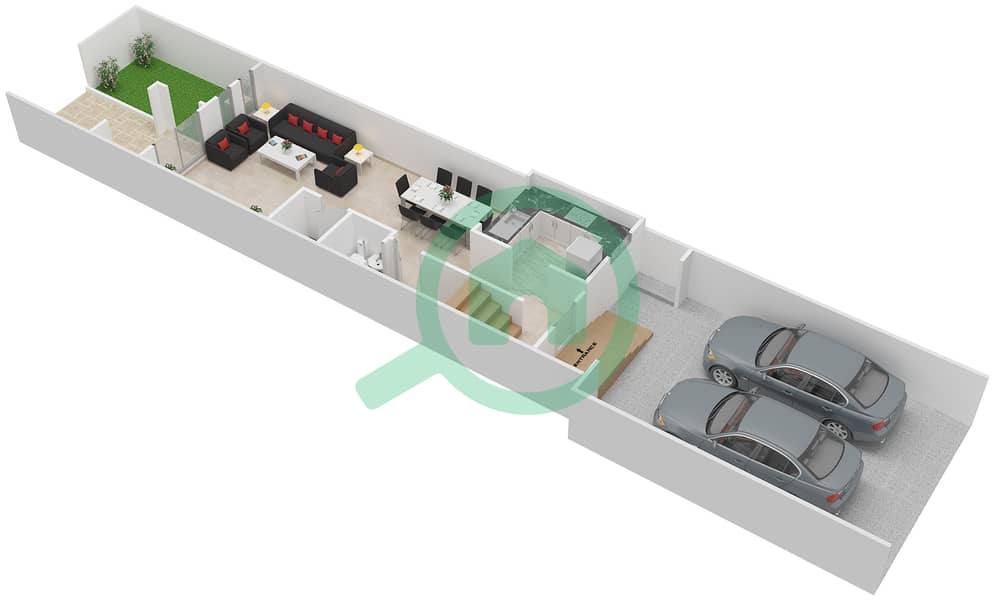 المخططات الطابقية لتصميم النموذج 3 فیلا 3 غرف نوم - ميرابيلا 2 Ground Foor interactive3D