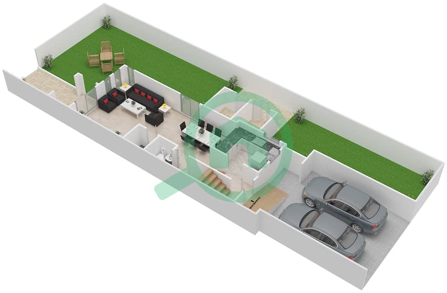 米拉贝拉联排别墅2区 - 3 卧室别墅类型1戶型图 Ground Floor interactive3D