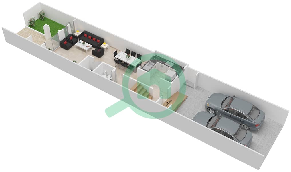 المخططات الطابقية لتصميم النموذج 2 فیلا 3 غرف نوم - ميرابيلا 2 Ground Floor interactive3D
