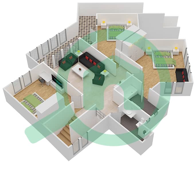 المخططات الطابقية لتصميم النموذج 4 فیلا 3 غرف نوم - ليان interactive3D