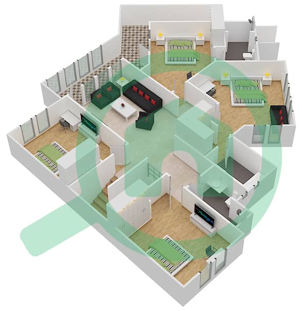 Лаян - Вилла 4 Cпальни планировка Тип 5 interactive3D