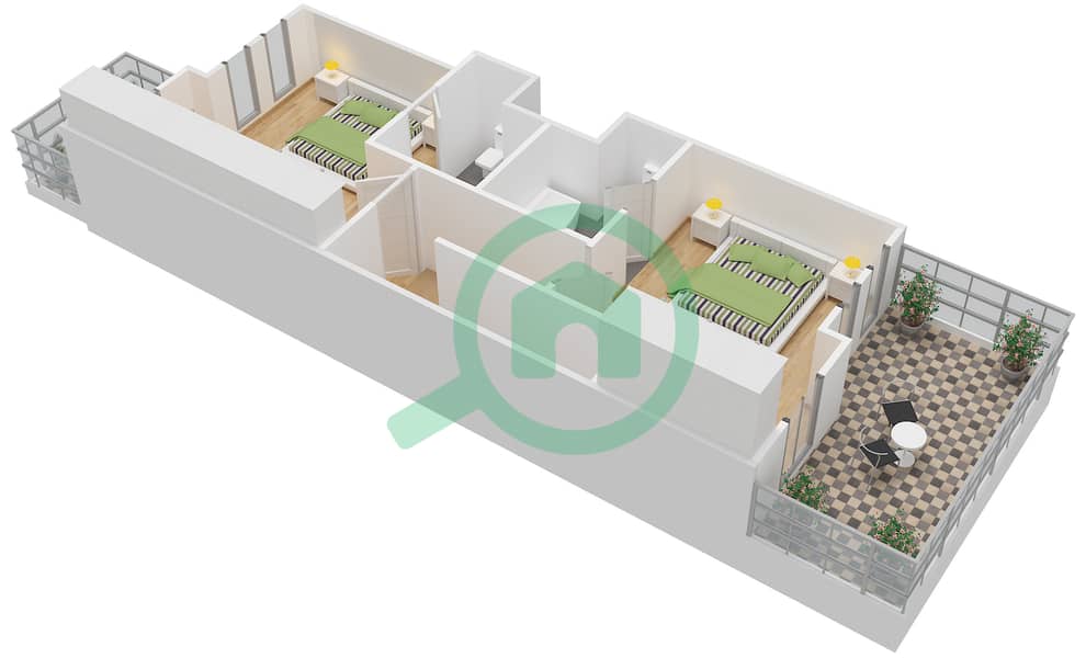 米拉贝拉联排别墅7区 - 3 卧室别墅类型3戶型图 Second Floor interactive3D